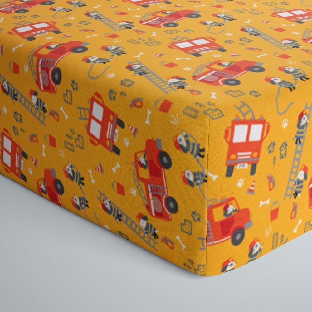 LS Fire Truck Pups Bamboo Crib Sheet